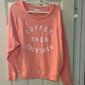 Coffee, Then Cocktails Coral Crewneck Sweatshirt